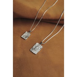 Couples necklace set, Silver necklace for couples gift, Rectangle necklace, Square pendant necklace, Couple jewelry set, Matching necklace MairBerlin