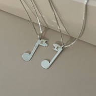 Music Note Necklace for Couples, Engraved Matching Pendant, Couple Engraved Initials, Couples Gift LeimansDesign