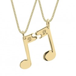 Music Note Necklace for Couples, Engraved Matching Pendant, Couple Engraved Initials, Couples Gift LeimansDesign